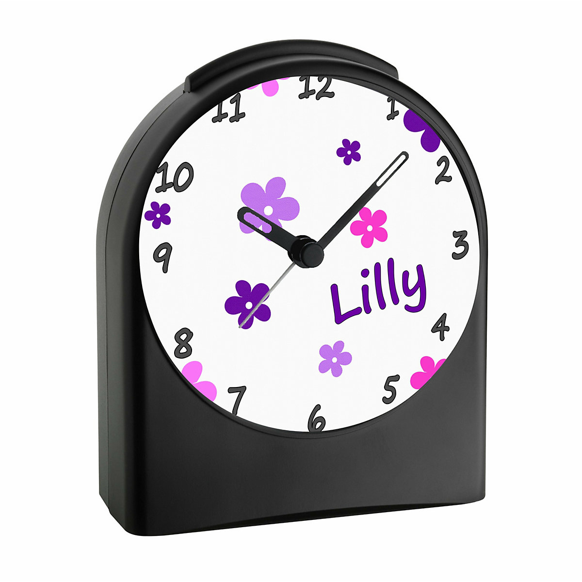 Kinder Funkwecker personalisiert mit Namen Blume Atom-/Funkuhr, 12-Stunden-Anzeigeformat, Schlummerfunktion, Nachtlicht, Geräuschlos/Ohne Ticken