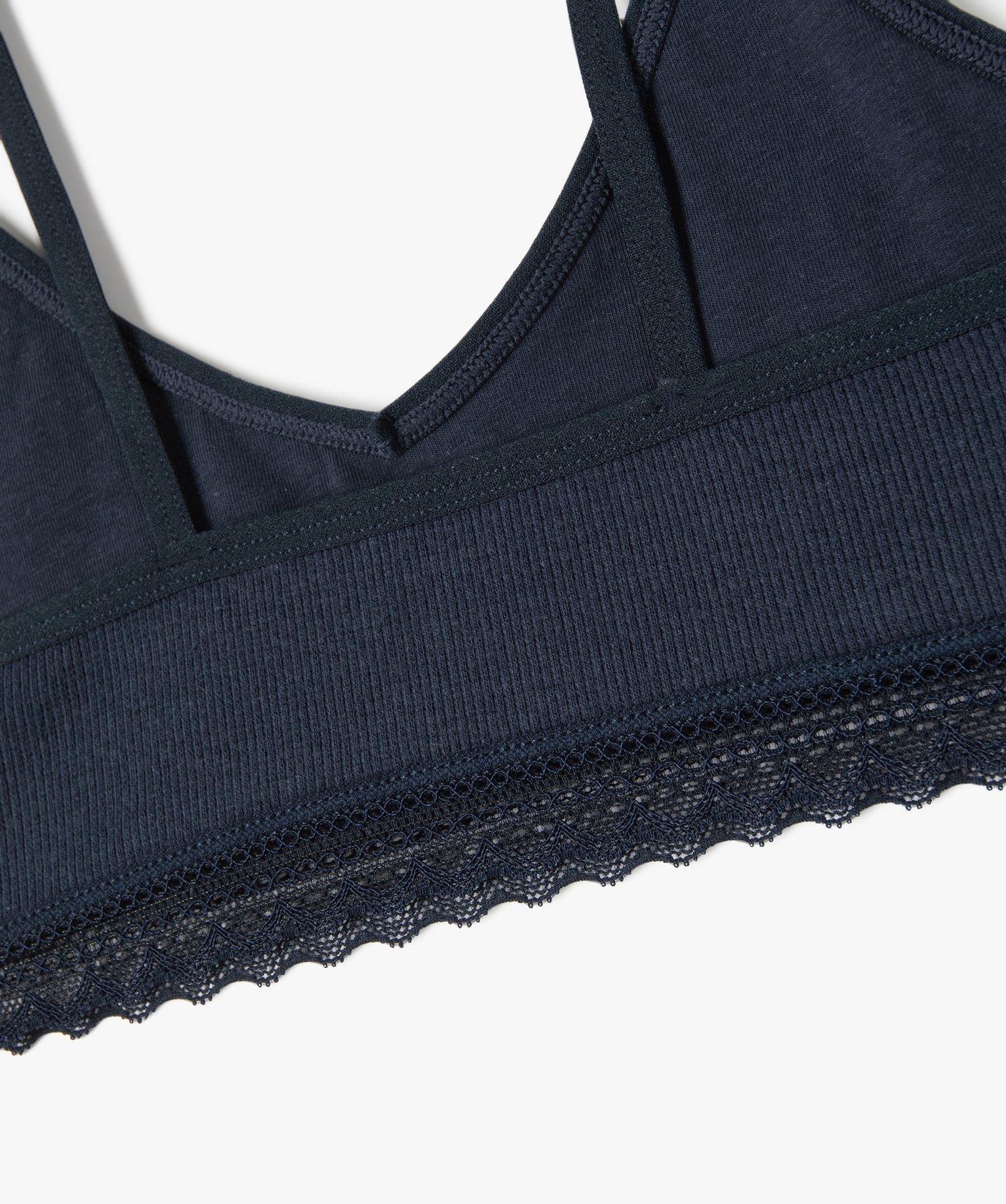 Brassière à fines bretelles en maille ctelée fille marine | GEMO