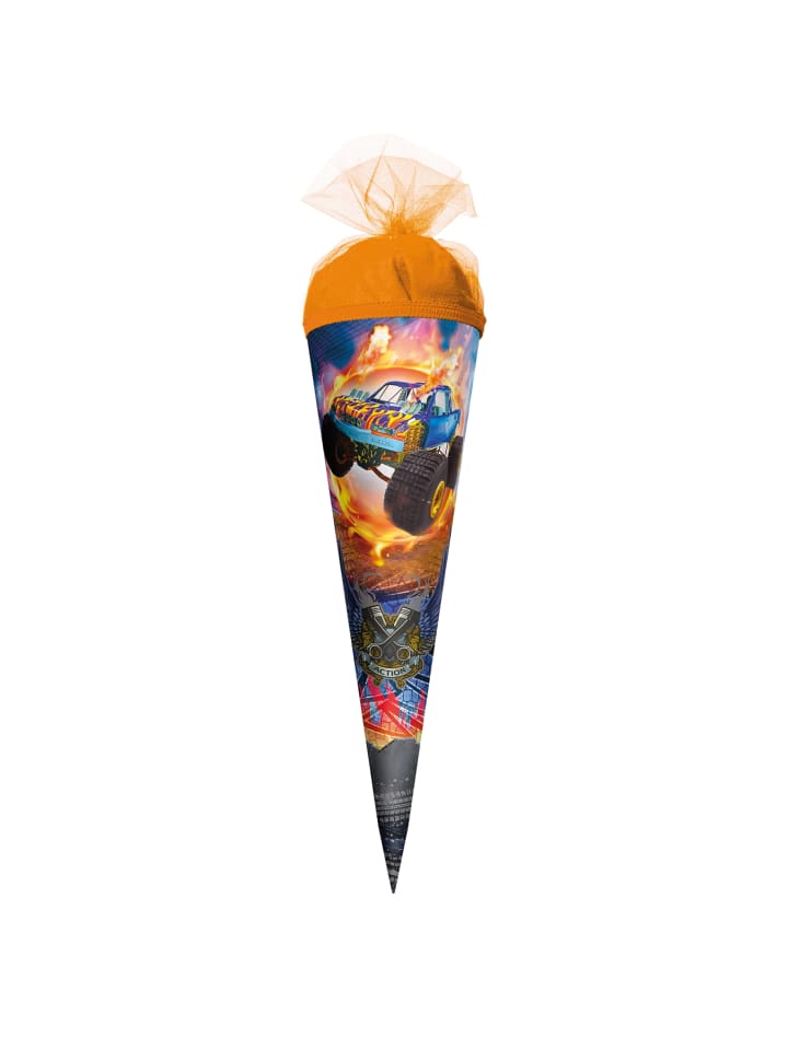 ROTH Geschenk-Schultüte klein Monstertruck Fire 50 cm, rund in Orange günstig kaufen onesize