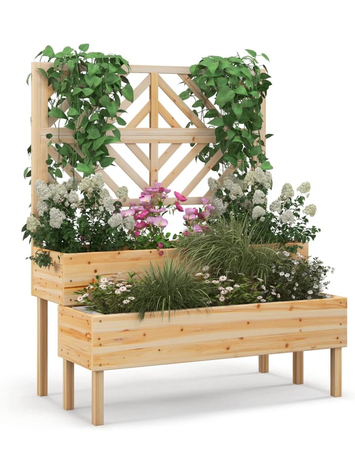 COSTWAY Blumenkasten mit Spalier in Beige günstig kaufen onesize