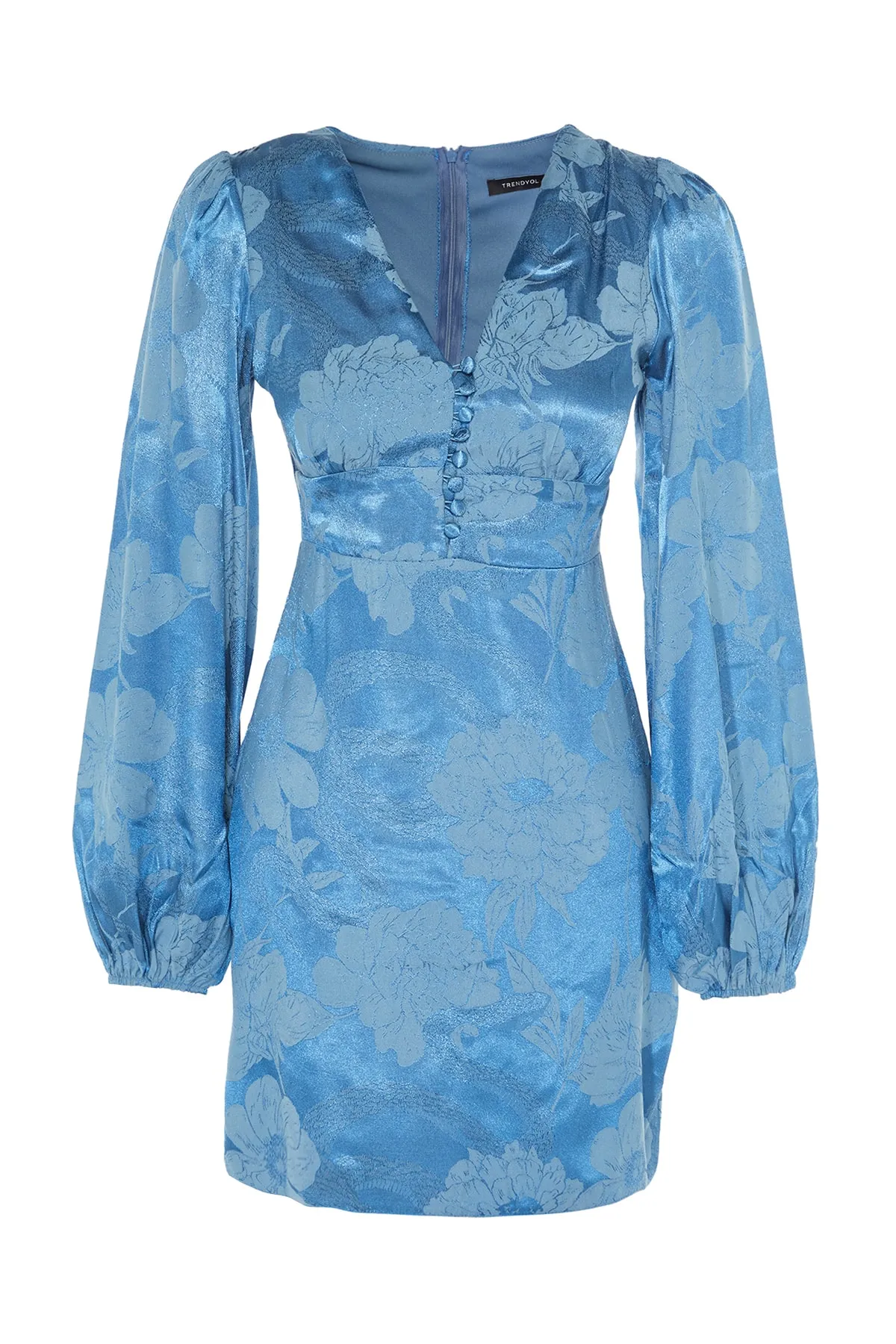 Trendyol Collection  Elegantes Abendkleid mit blauen Knöpfen und Details TPRSS20EL1519
