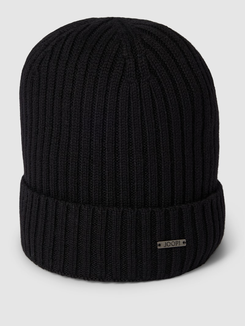Beanie mit Label-Applikation Modell 'FRANCIS' in schwarz