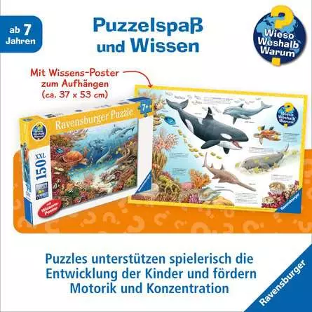 Kinderpuzzle ab 7 Jahren - Wieso? Weshalb? Warum? Meerestiere am Korallenriff - 150 Teile
