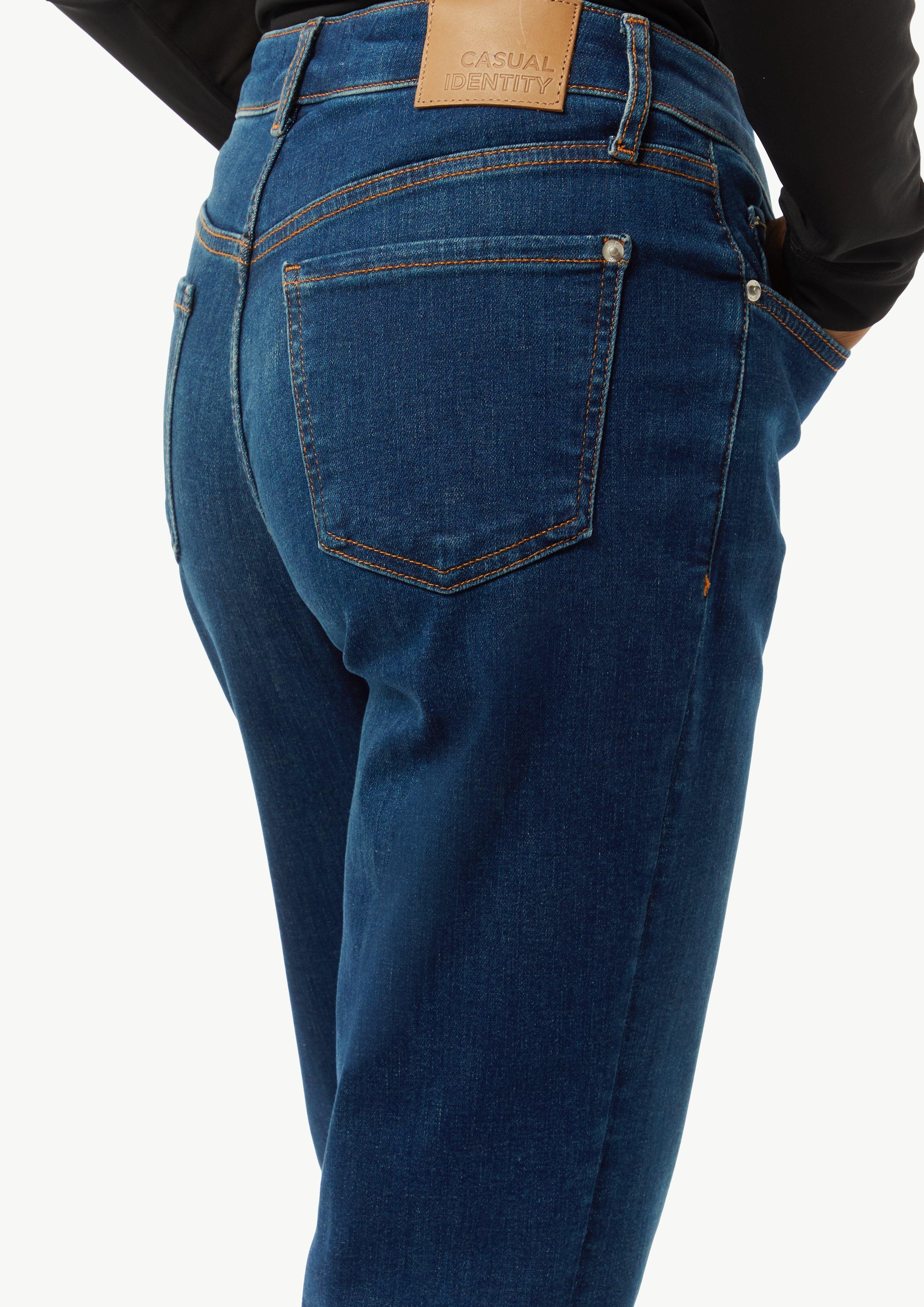 Ankle-Jeans aus Baumwollstretch mit geradem Bein - dunkelblau