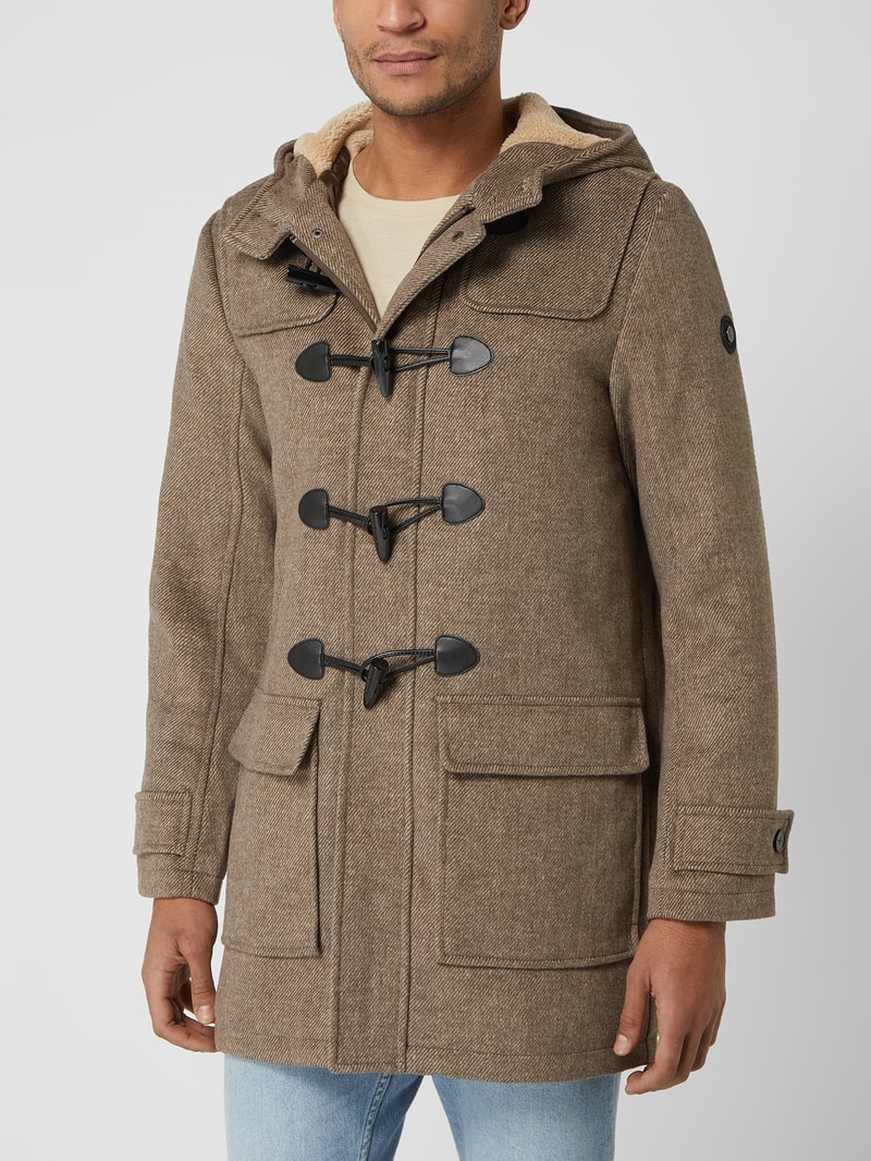 Dufflecoat mit Kapuze in mittelbraun