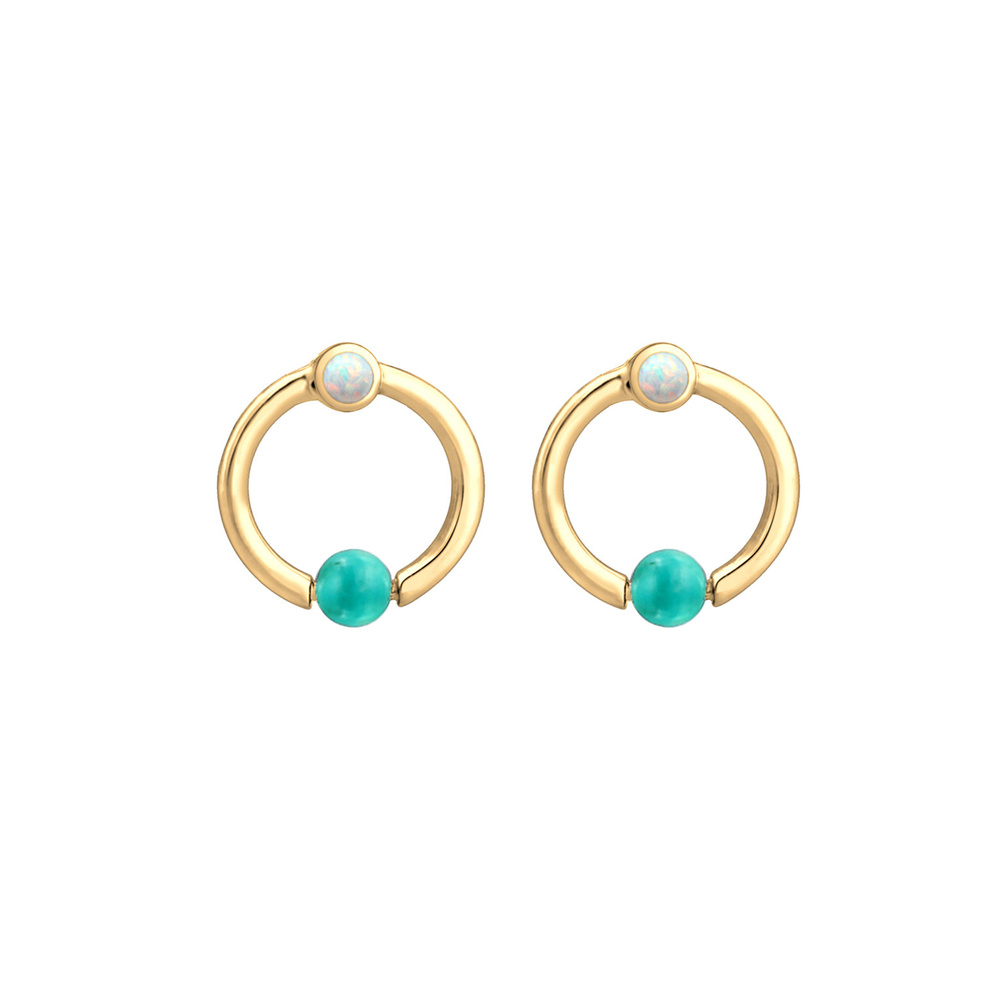 Elli Elli Boucles d'Oreilles Kreis Howlith Stein Synthetischer Opal 925 Silber Boucles d'oreilles
