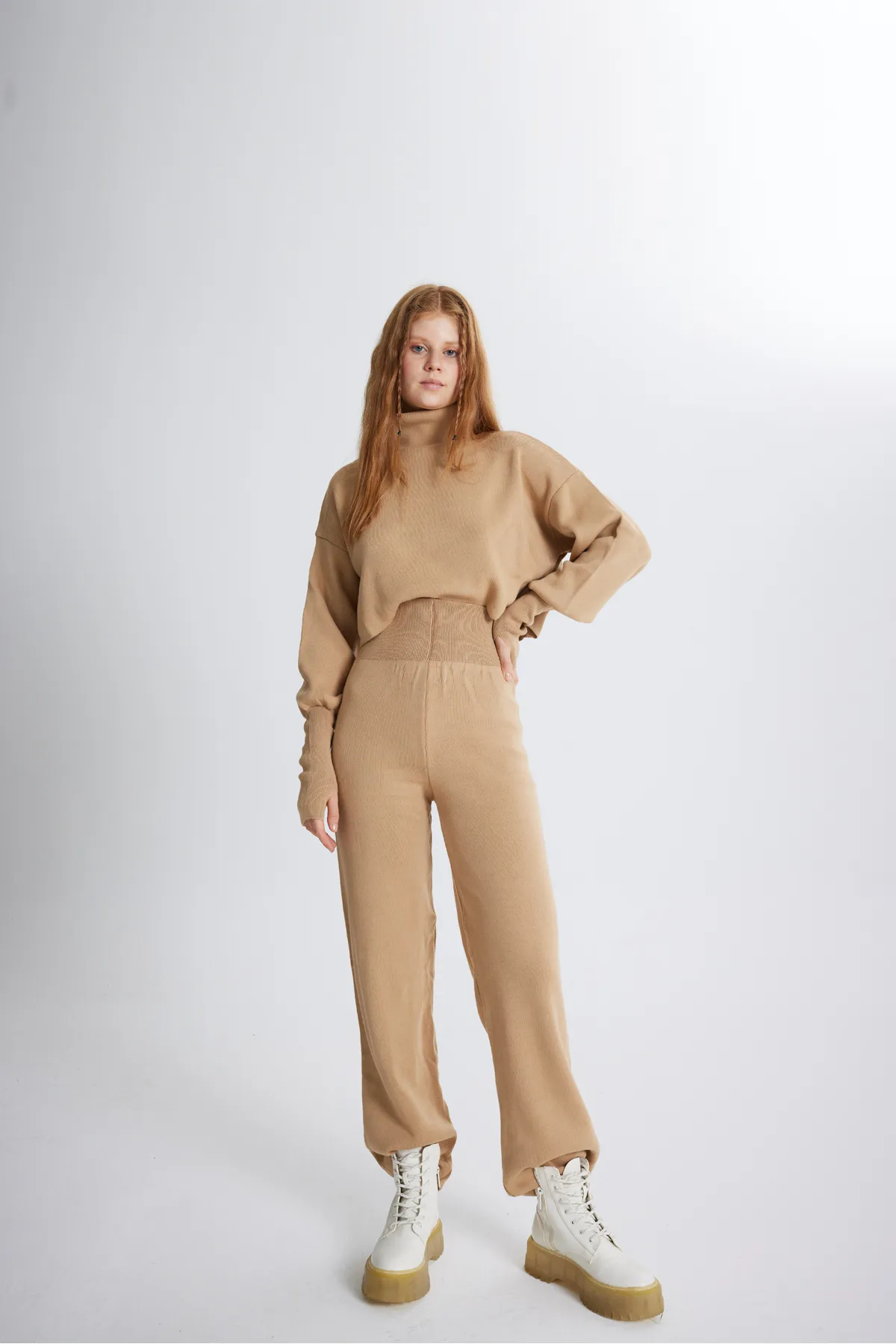 HOLLY LOLLY  Bottom Top Strickwaren Thinky Set Camel