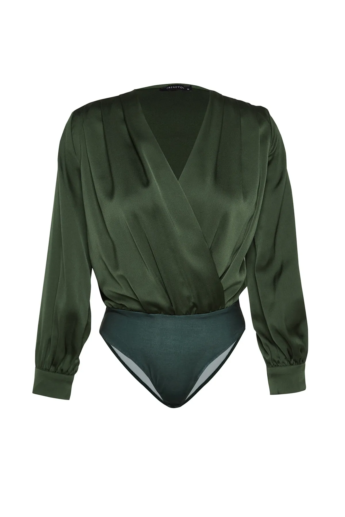 Trendyol Collection  Khakifarbener Satin-Body mit zweireihigem Kragen und Druckknopfdetail - TOFAW19BB0678
