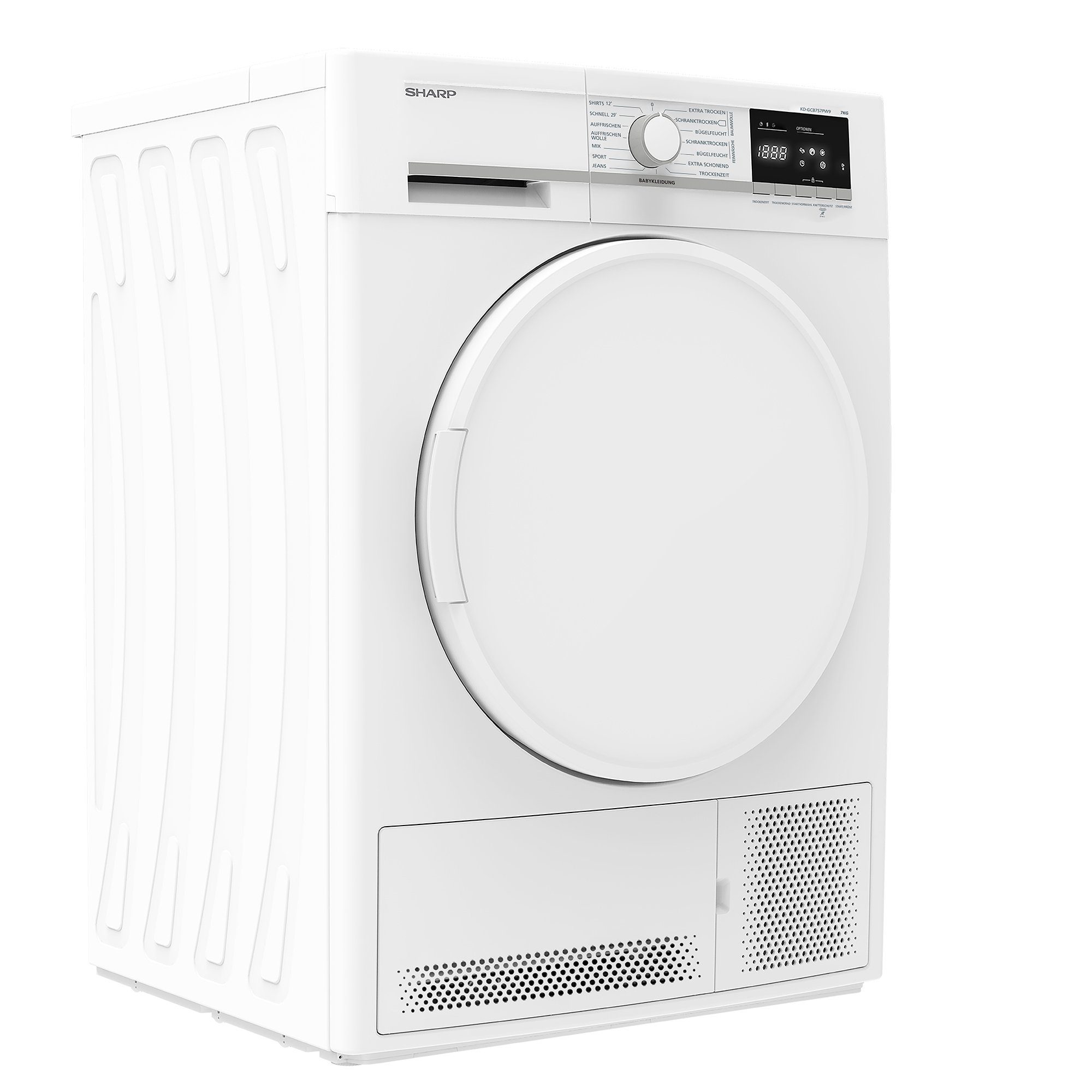 Sharp Kondenstrockner KD-GCB7S7PW9-DE KD-GCB7S7PW9-DE, 7 kg, Arbeitsplatte (abnehmbar)