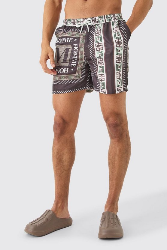 Mittellange Badehose mit Print