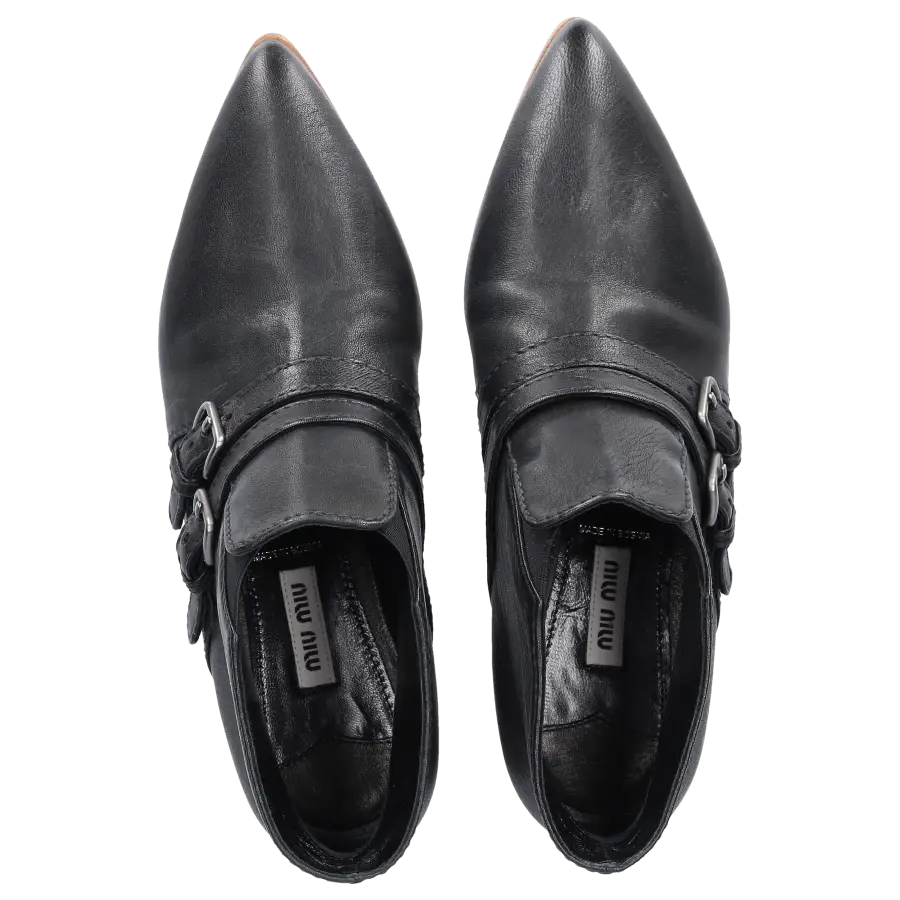 Miu Miu - Cowboy-/ Bikerstiefeletten Kalbsleder - schwarz