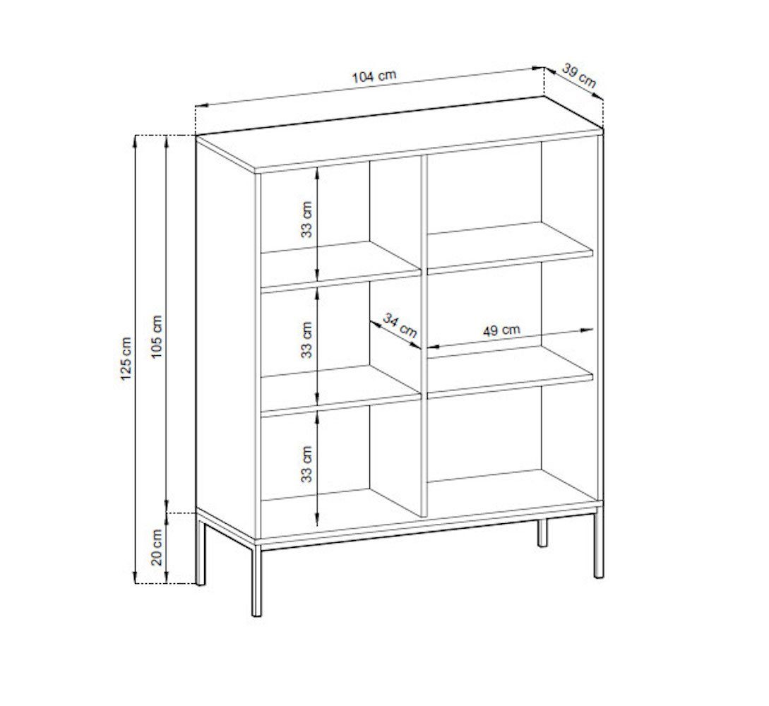 Feldmann-Wohnen Highboard Nova, 104cm schwarz 2-türig MDF