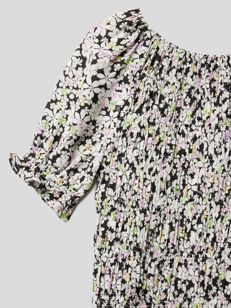 T-Shirt mit floralem Muster in schwarz