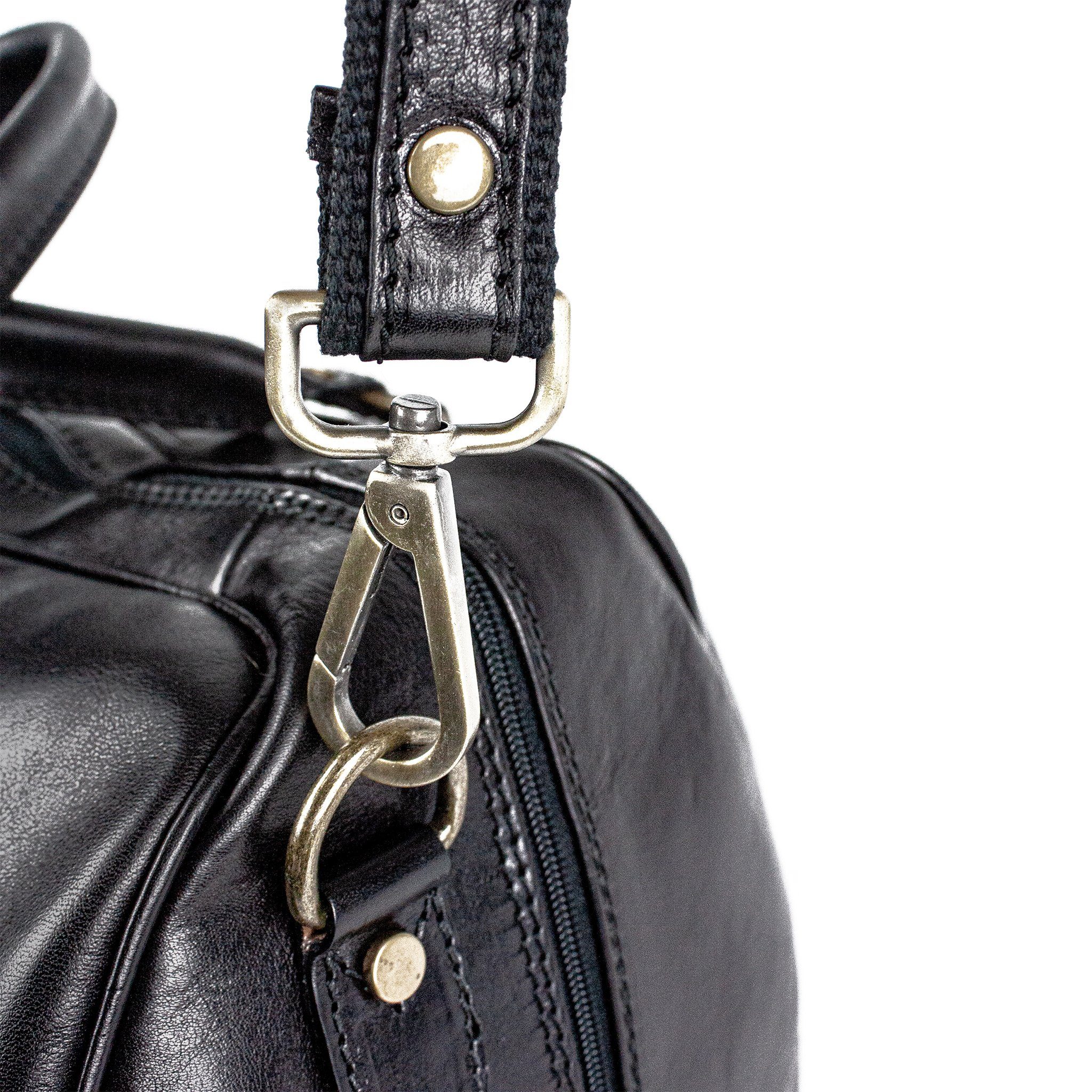 lePelou Weekender MATTEO, echt Leder, Made in Italy, abnehmbarer Umhängeriemen, silbernes Metall