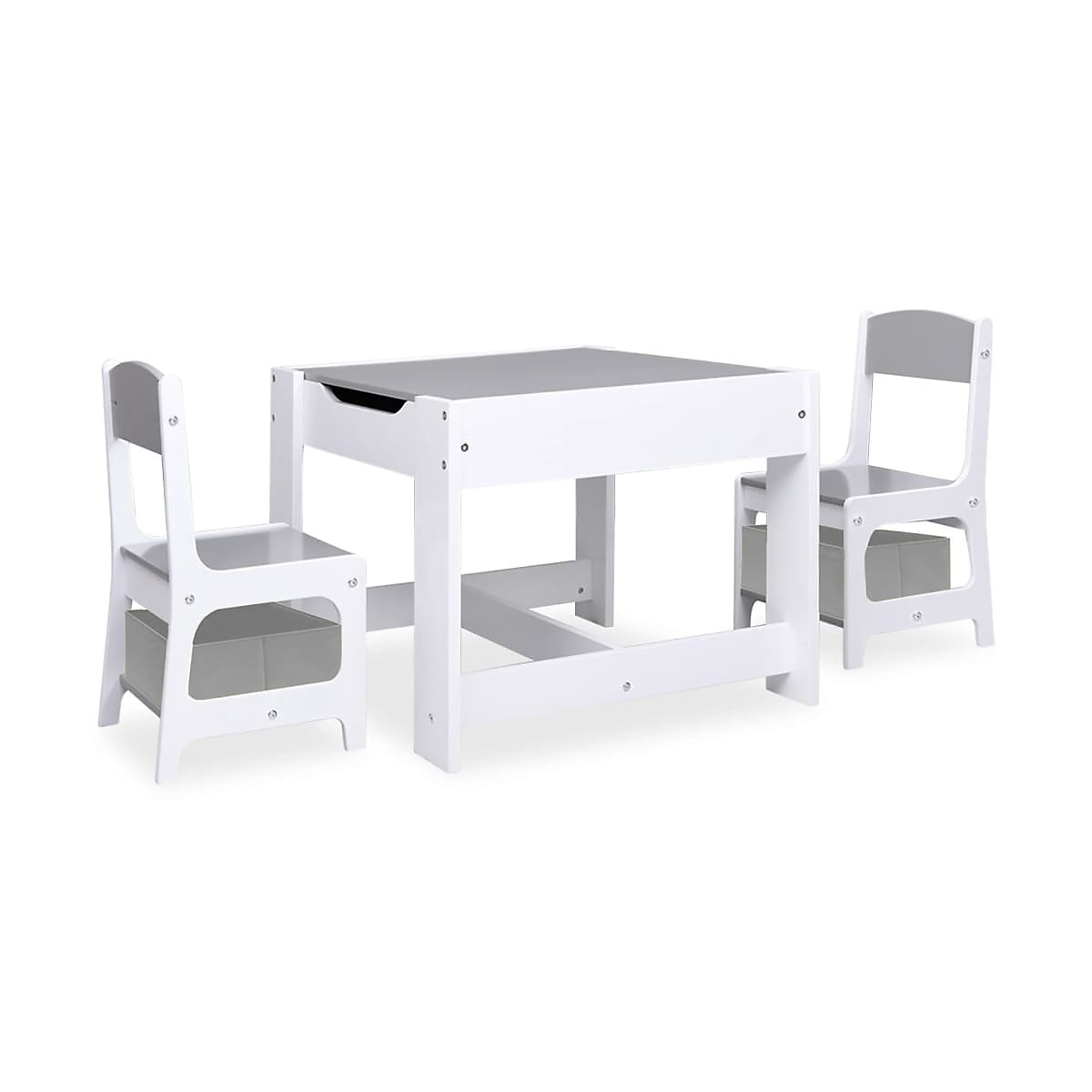 Kindertisch mit 2 Stühlen Weiß MDF Kindermöbelset