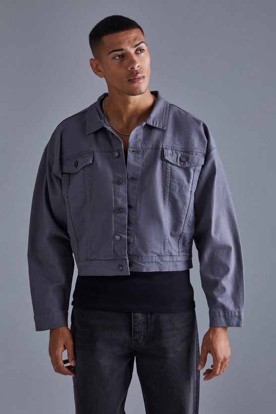 Kastige beschichtete Jeansjacke