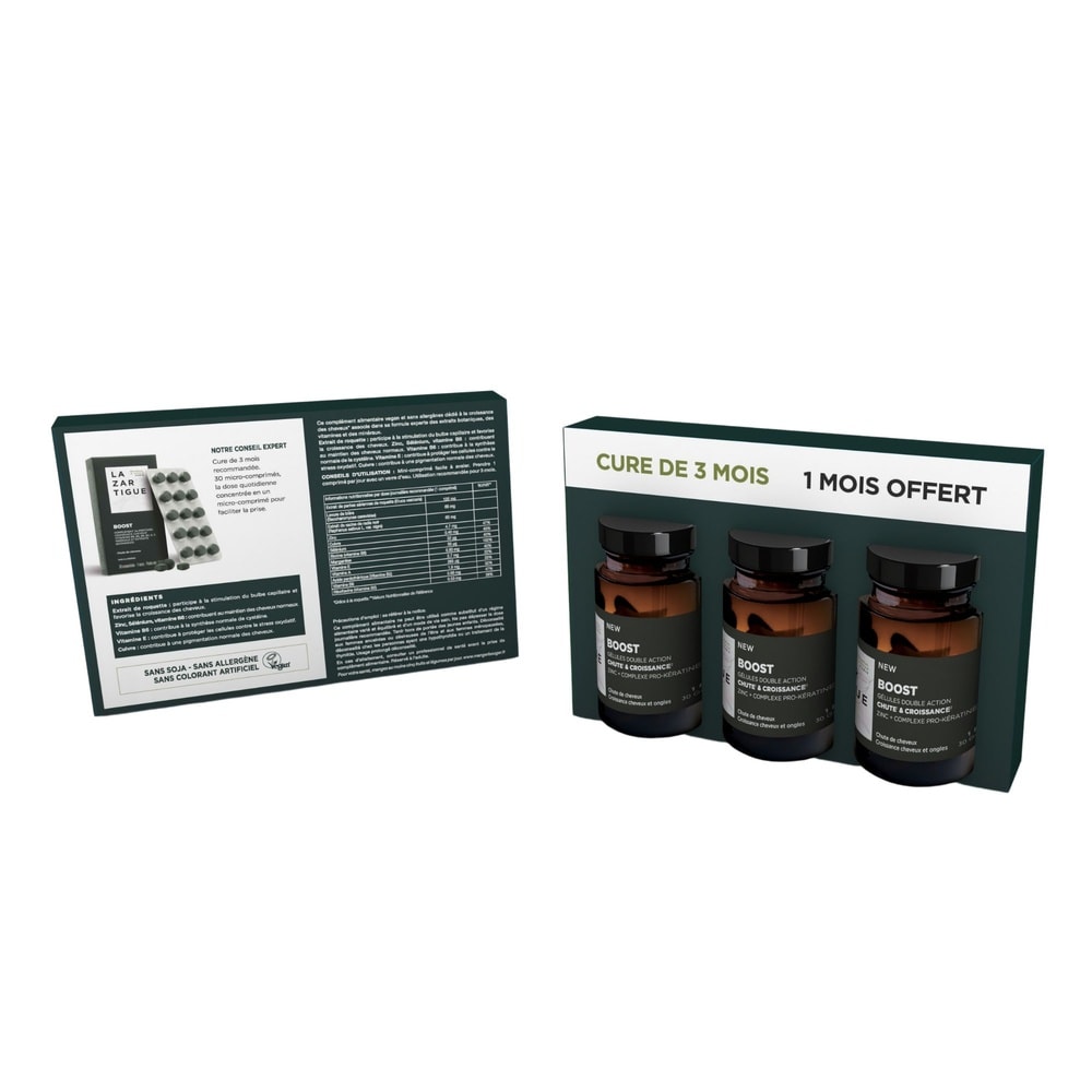 lazartigue Boost Gellules Cure 3 mois Boost Complément Alimentaire Chute Cheveux Cure 3 Mois 90 Comprimés