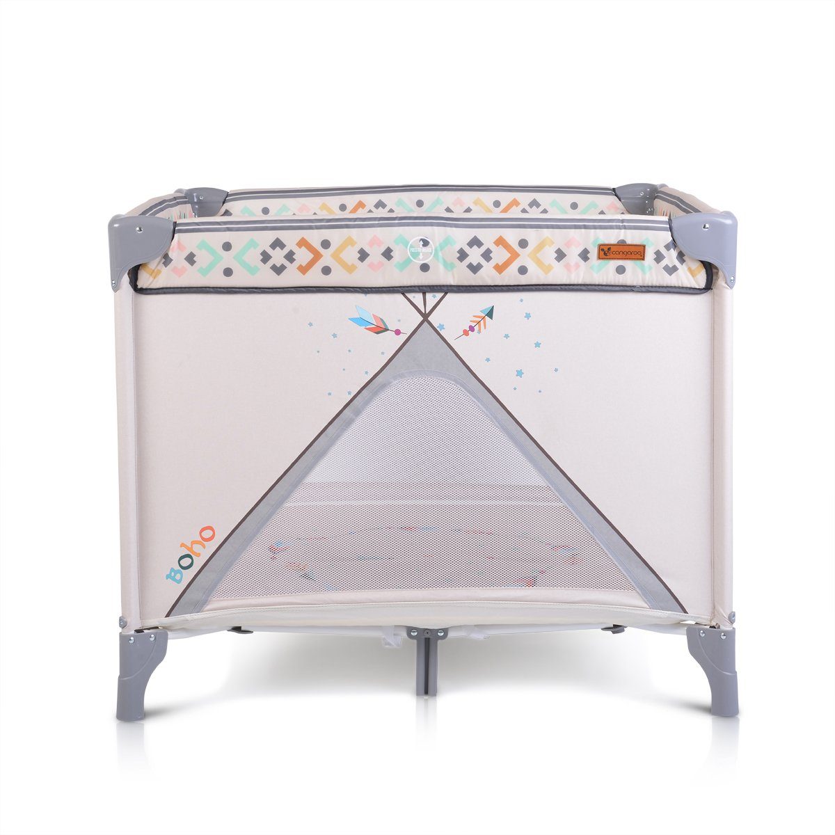 Cangaroo Laufstall Reiselaufstall Boho, Laufstall, Matratze faltbar, klappbar, Tragetasche
