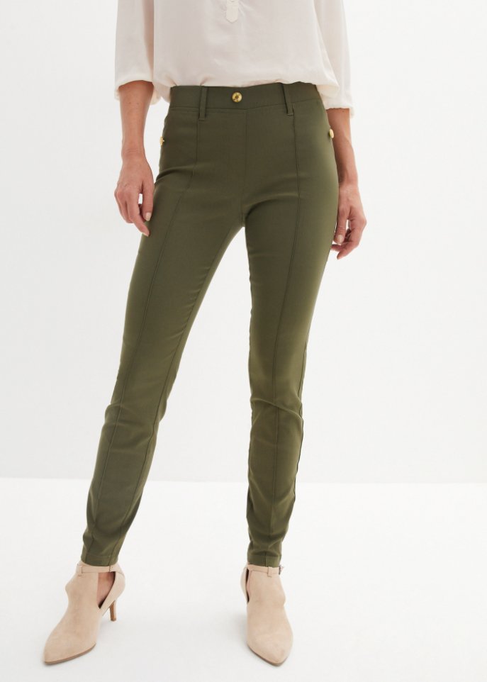 Stretch-Schlupfhose mit Zierknöpfen