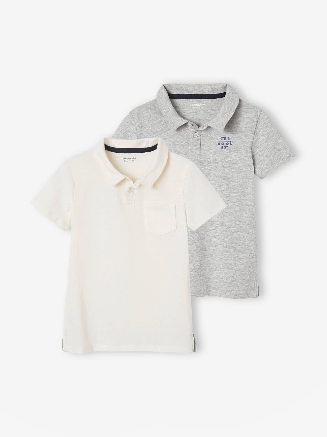 Lot de 2 polos garçon unis manches courtes lot bleu