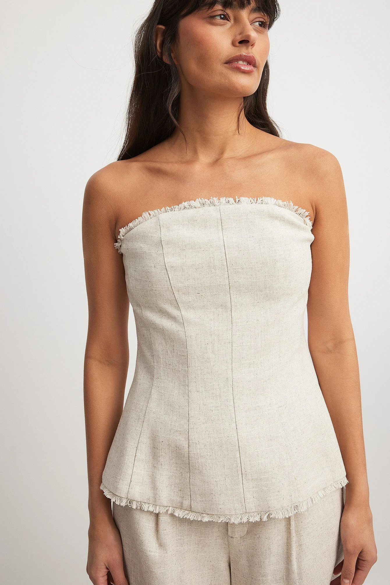 Bandeau-Top aus Leinen-Mix