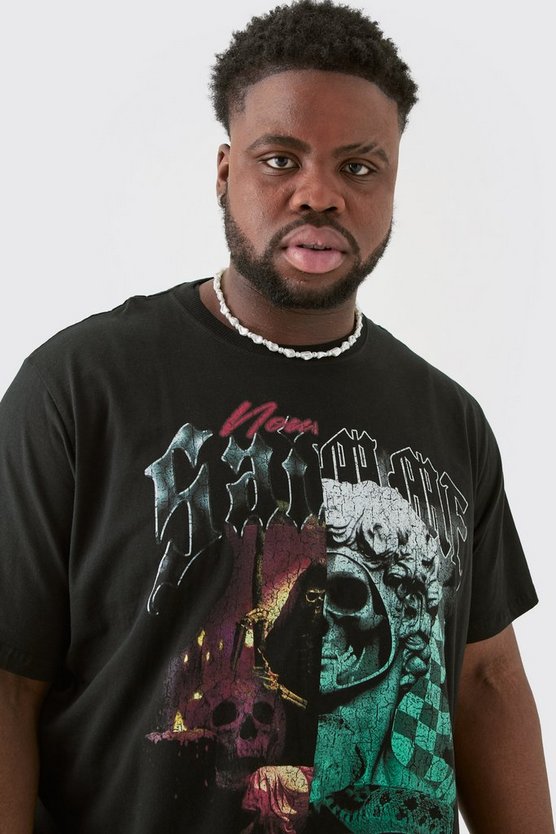 Plus schwarzes gespleißtes T-Shirt