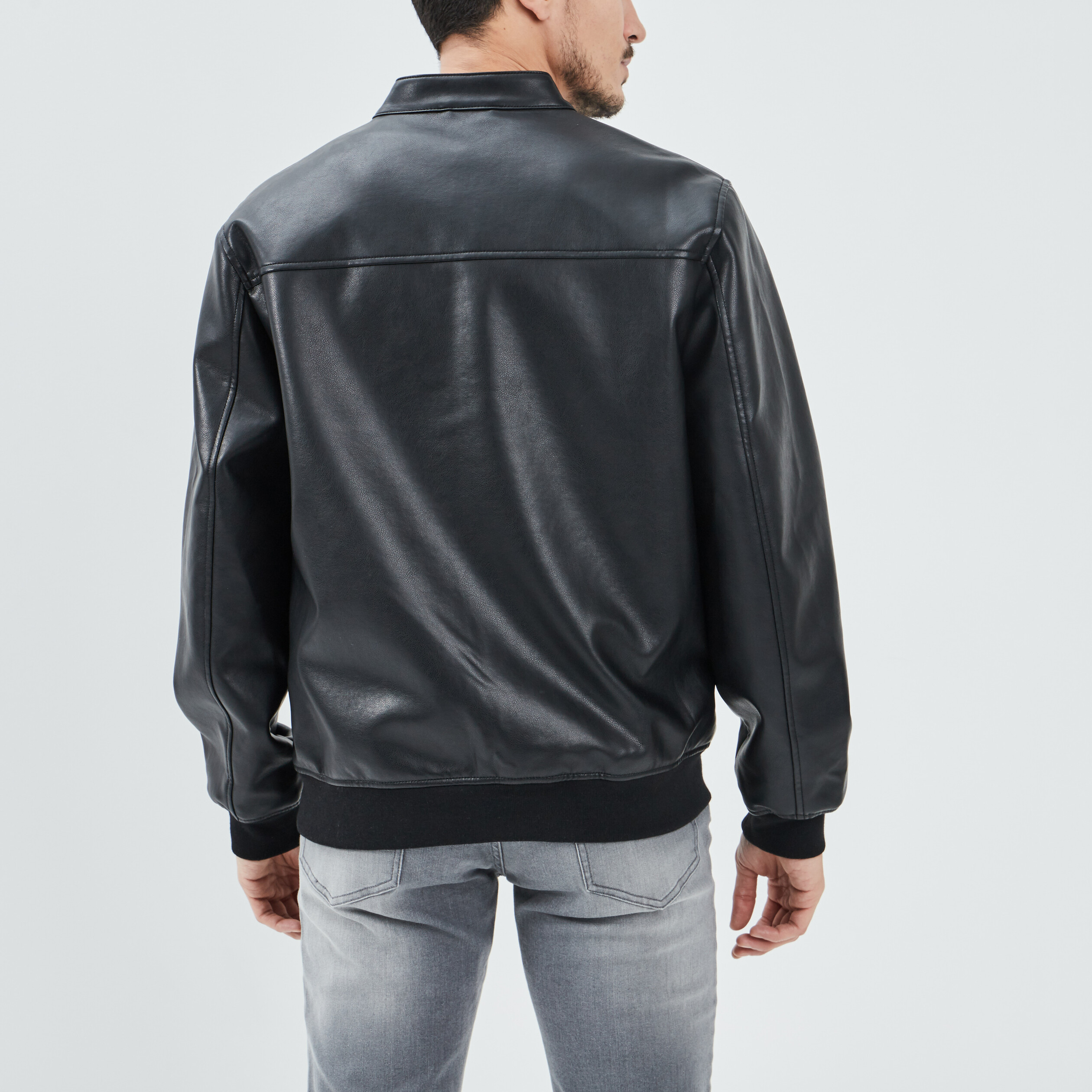 Blouson bomber doublée droite noir homme | La Halle