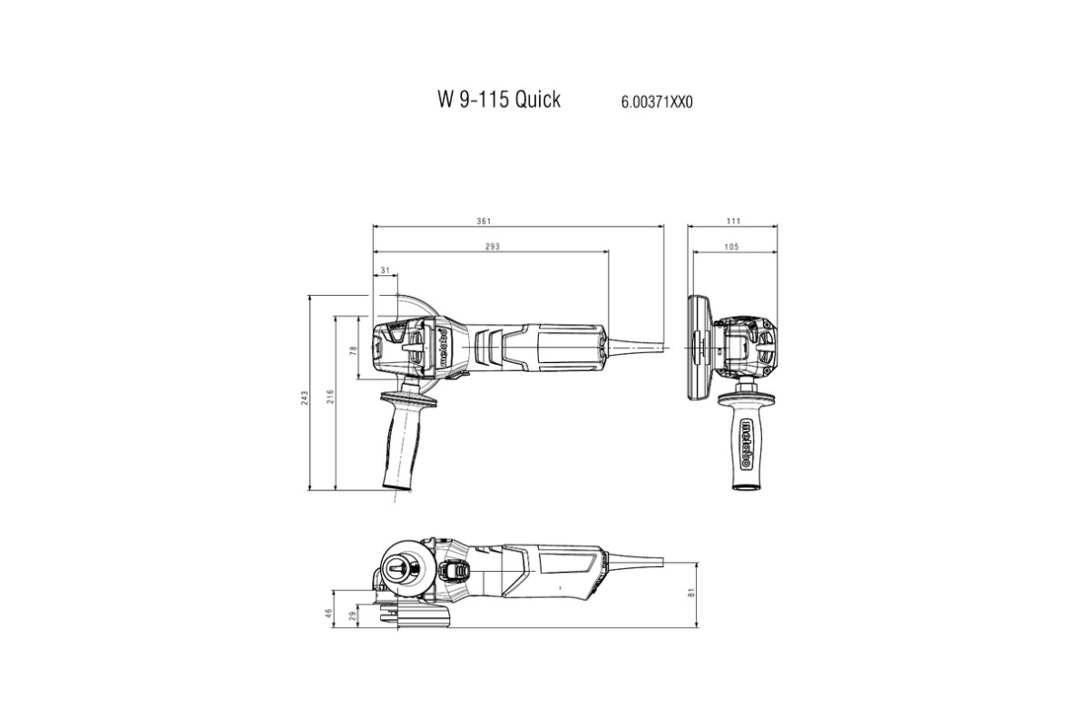 Metabo 600371000 W Smerigliatrice angolare rapida 9-115 mm