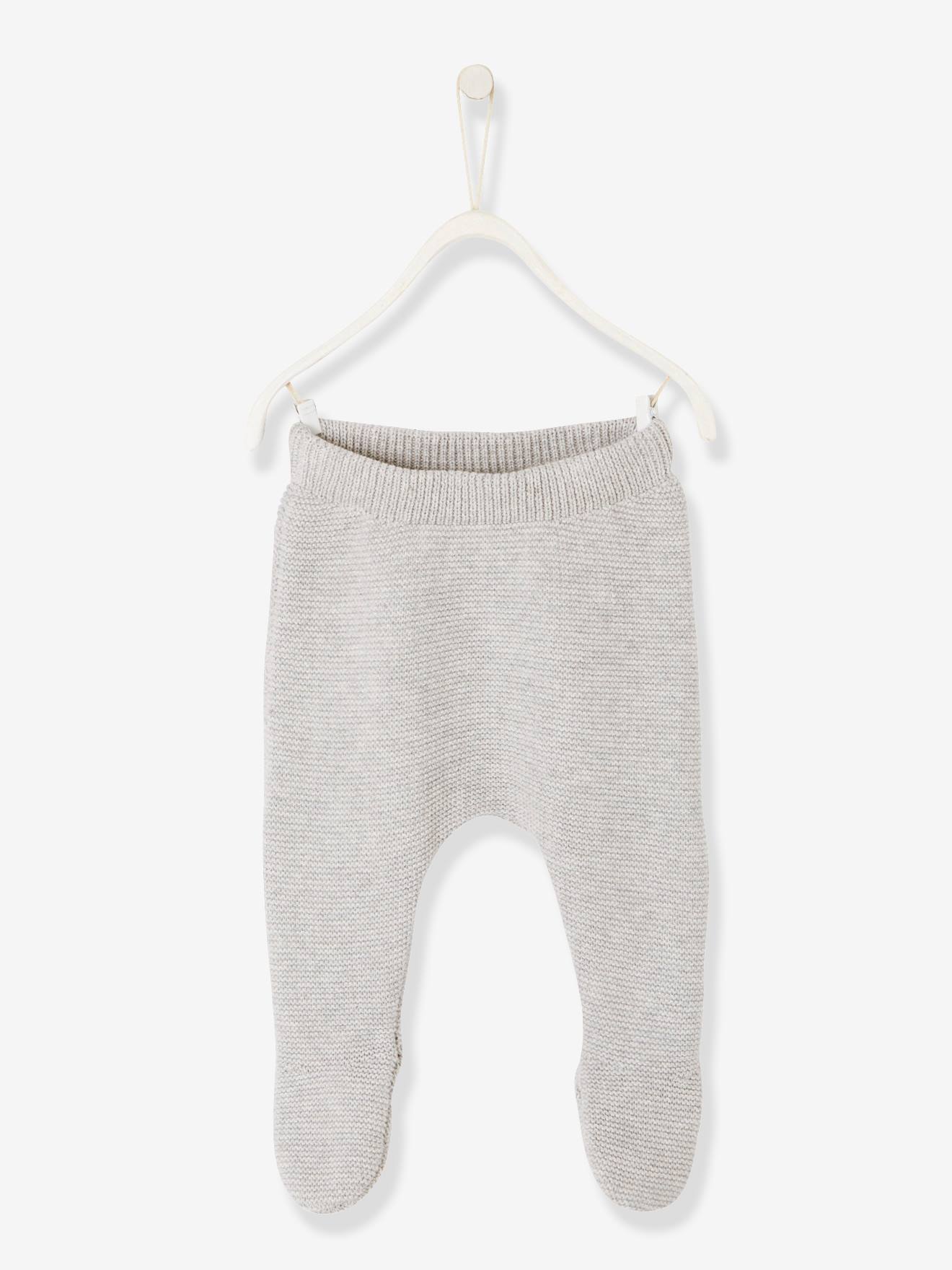 Ensemble naissance 3 pièces point mousse gris clair