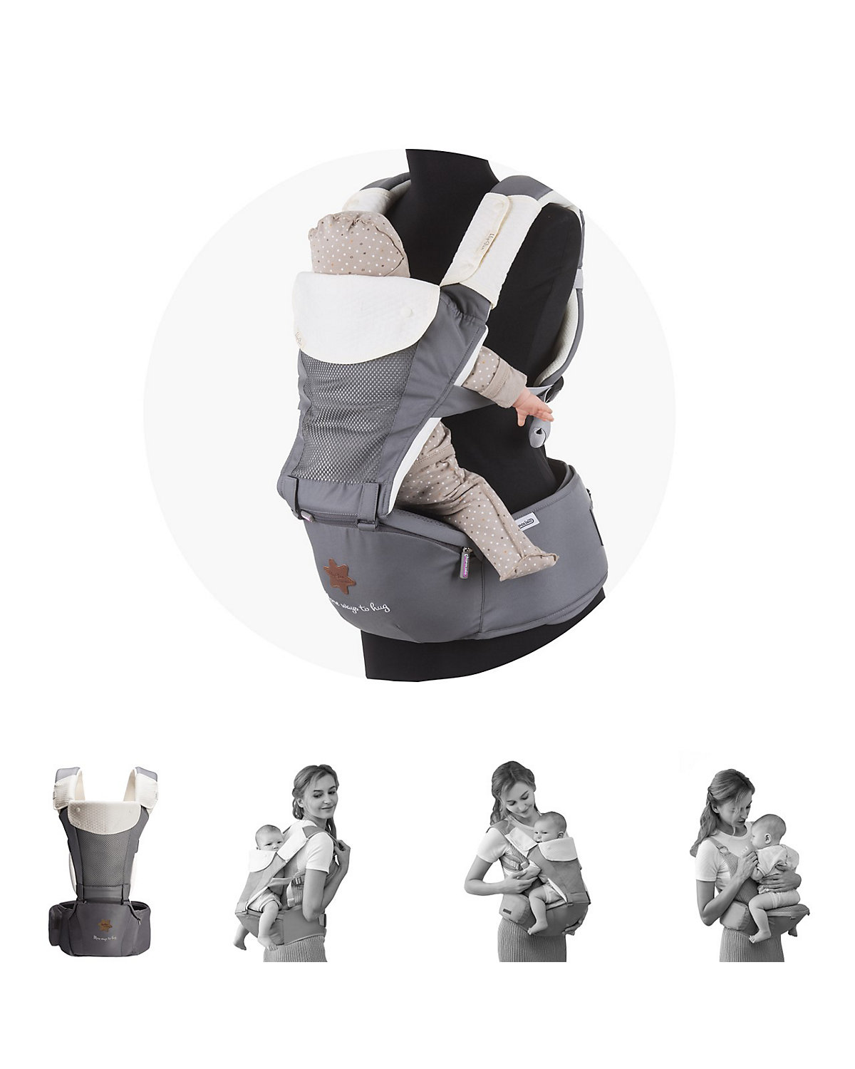 Babytrage Hip Star 3 in 1 Bauch- und Rückentrage Hüftsitz ab 4 Monaten Babytragen