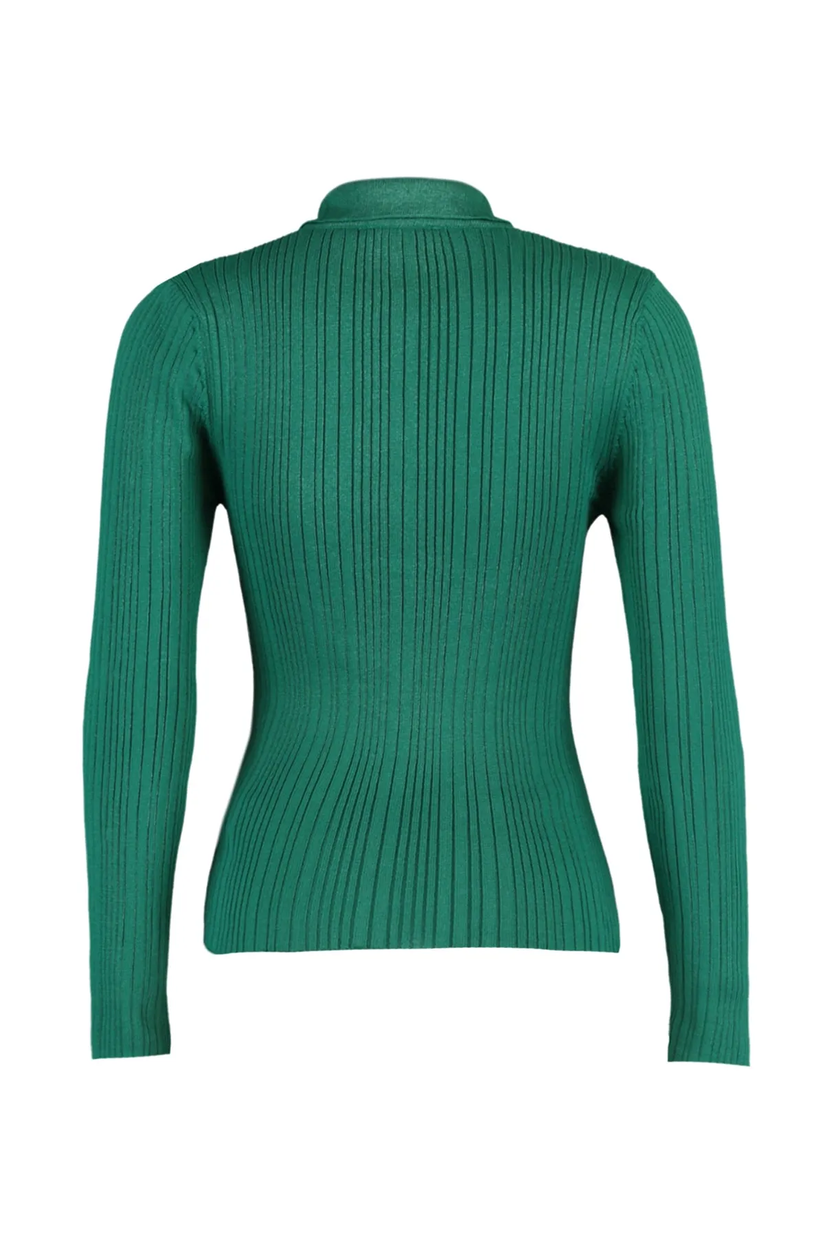 Trendyol Collection  Smaragdgrüner gerippter Strickpullover mit Polokragen TWOAW21KZ0773