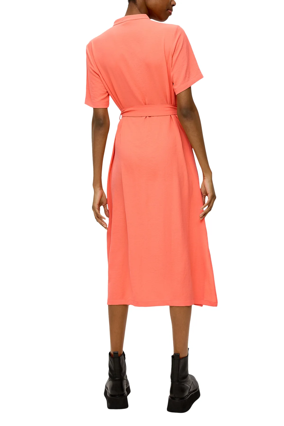 QS by s.Oliver  Kleid, Midi, kurze Ärmel, weite Ärmel, Rundhalsausschnitt
