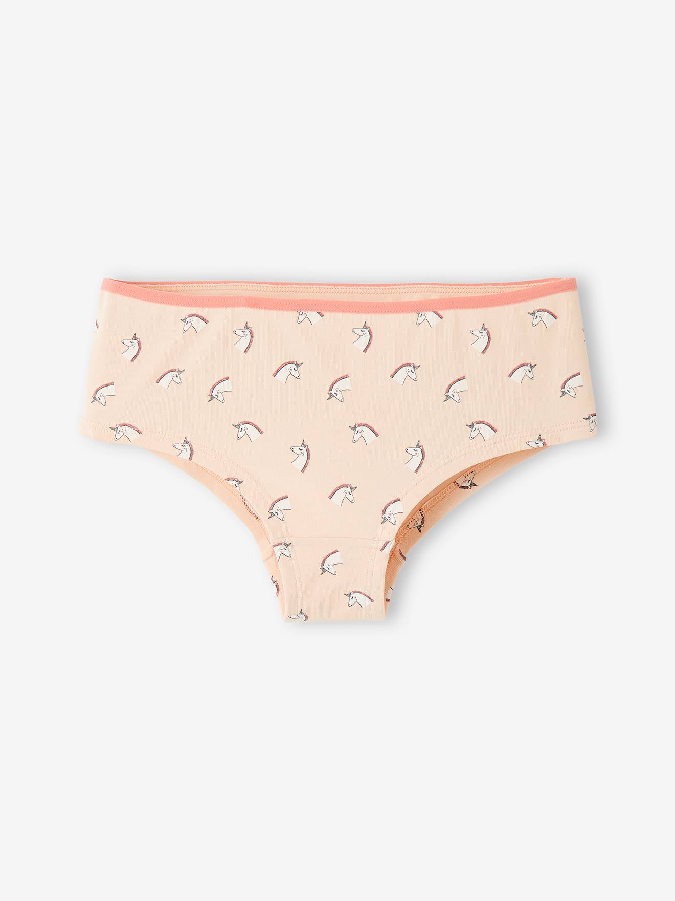 Vertbaudet 5er-Pack Mädchen Shortys, Einhorn - rosa bedruckt