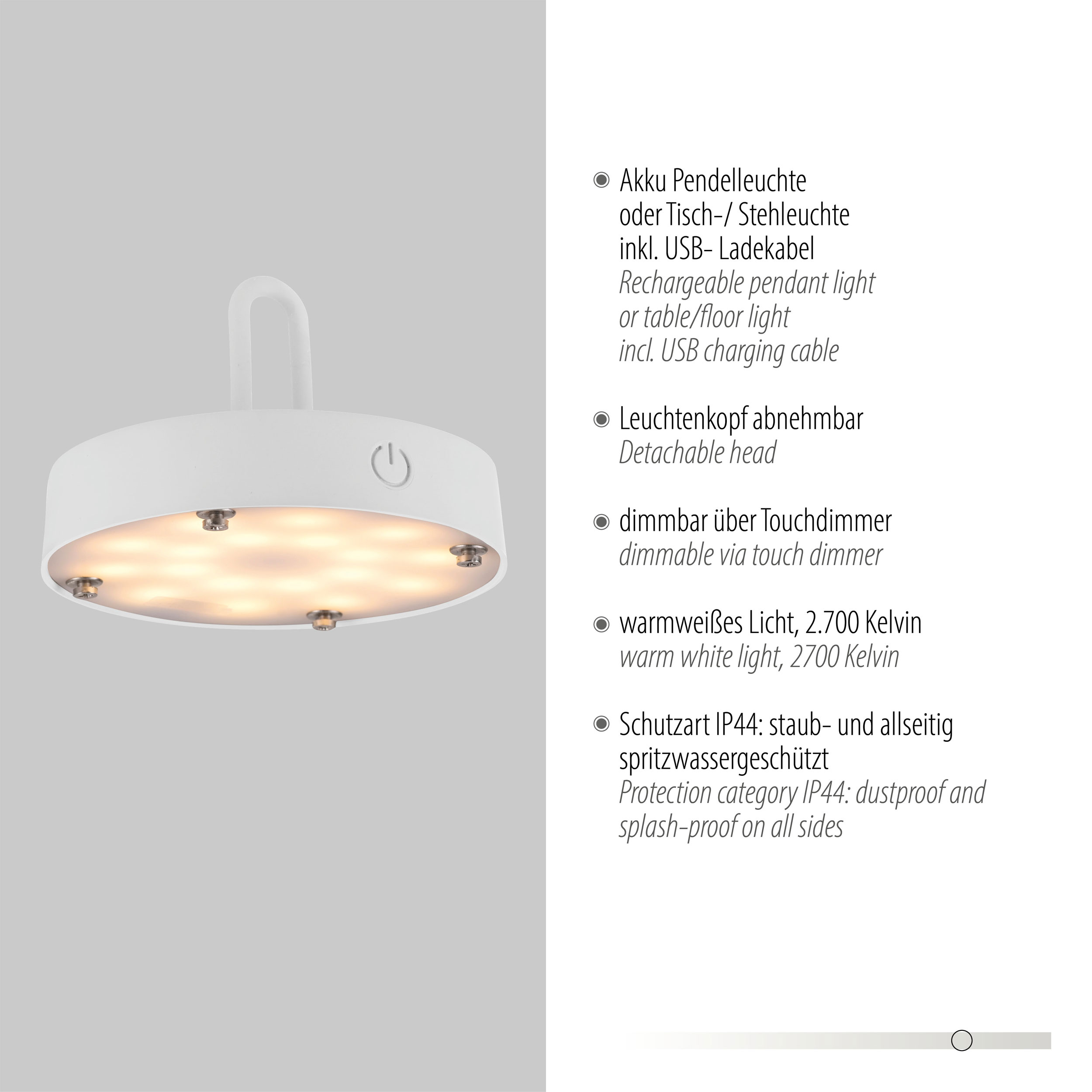 JUST LIGHT.LED-Akku-Tischleuchte 1flg