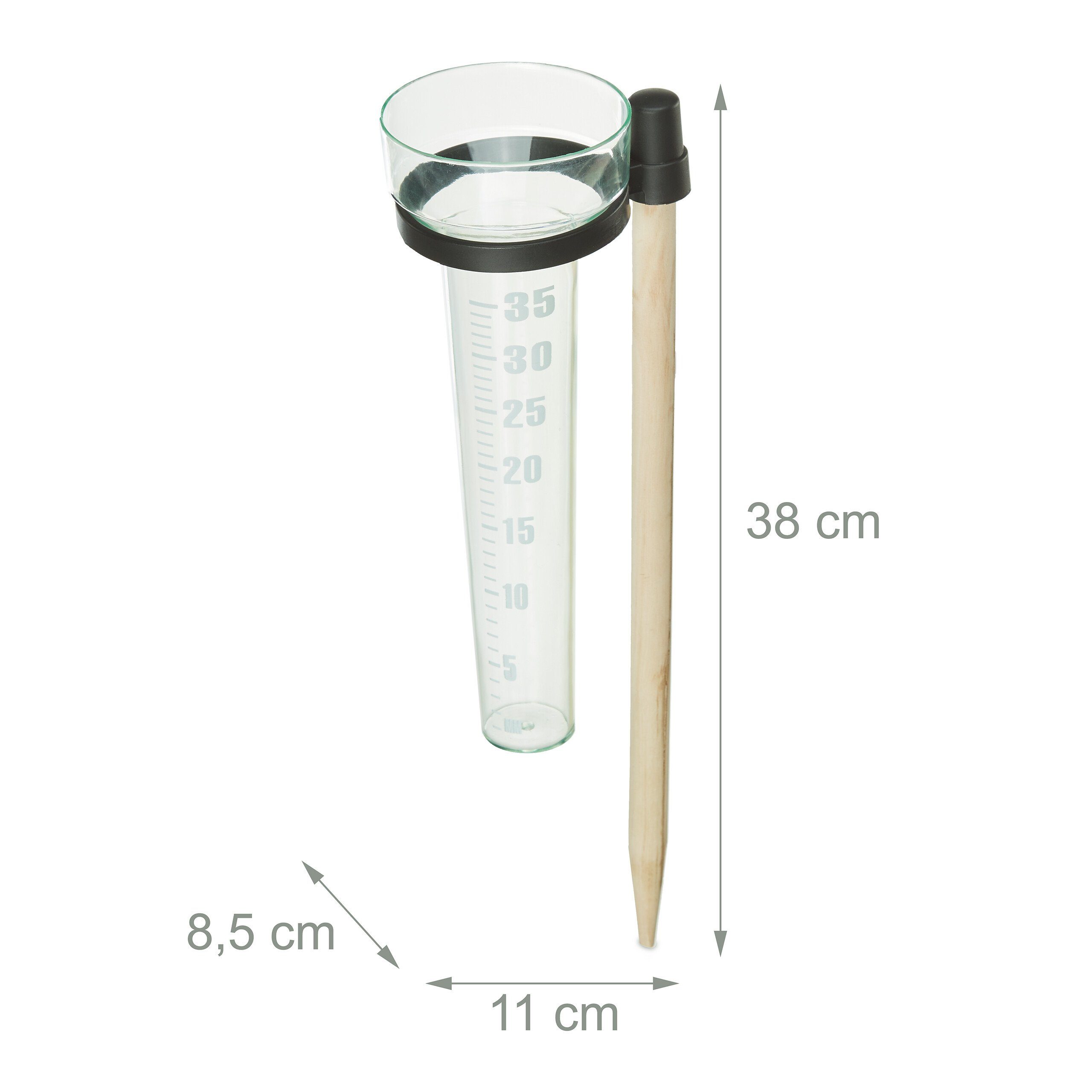 relaxdays Regenmesser 2er Set mit Stab Regenmesser