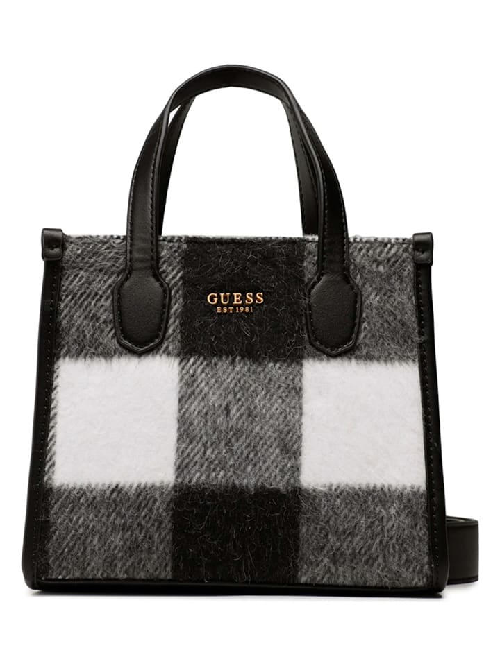 Guess Henkeltasche in Schwarz/ Weiß - (B)20 x (H)17 x (T)8 cm günstig kaufen onesize