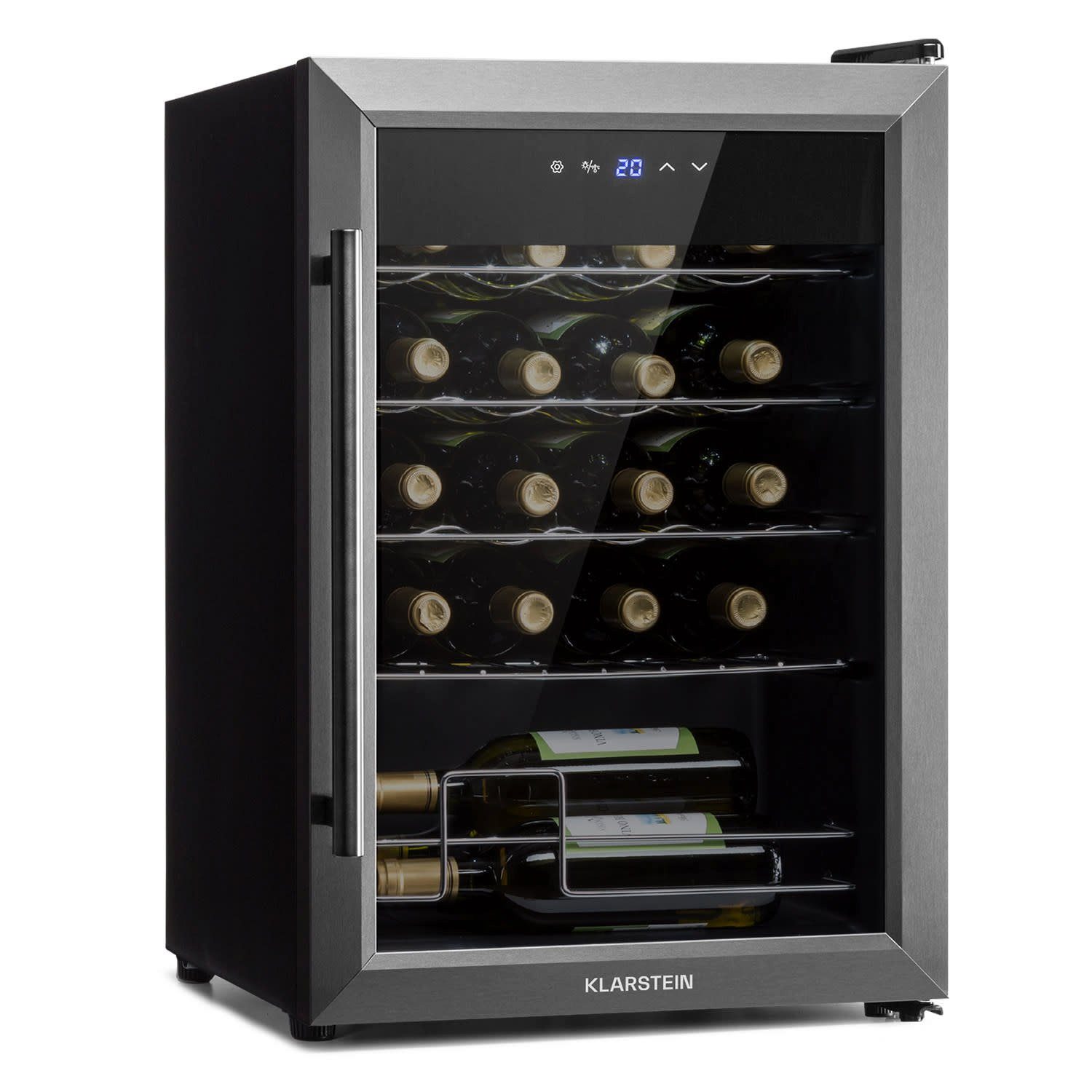 Klarstein Weinkühlschrank Ultimo 20 Uno, für 20 Standardflaschen á 0,75l,Wein Flaschenkühlschrank Weintemperierschrank Weinschrank Kühlschrank