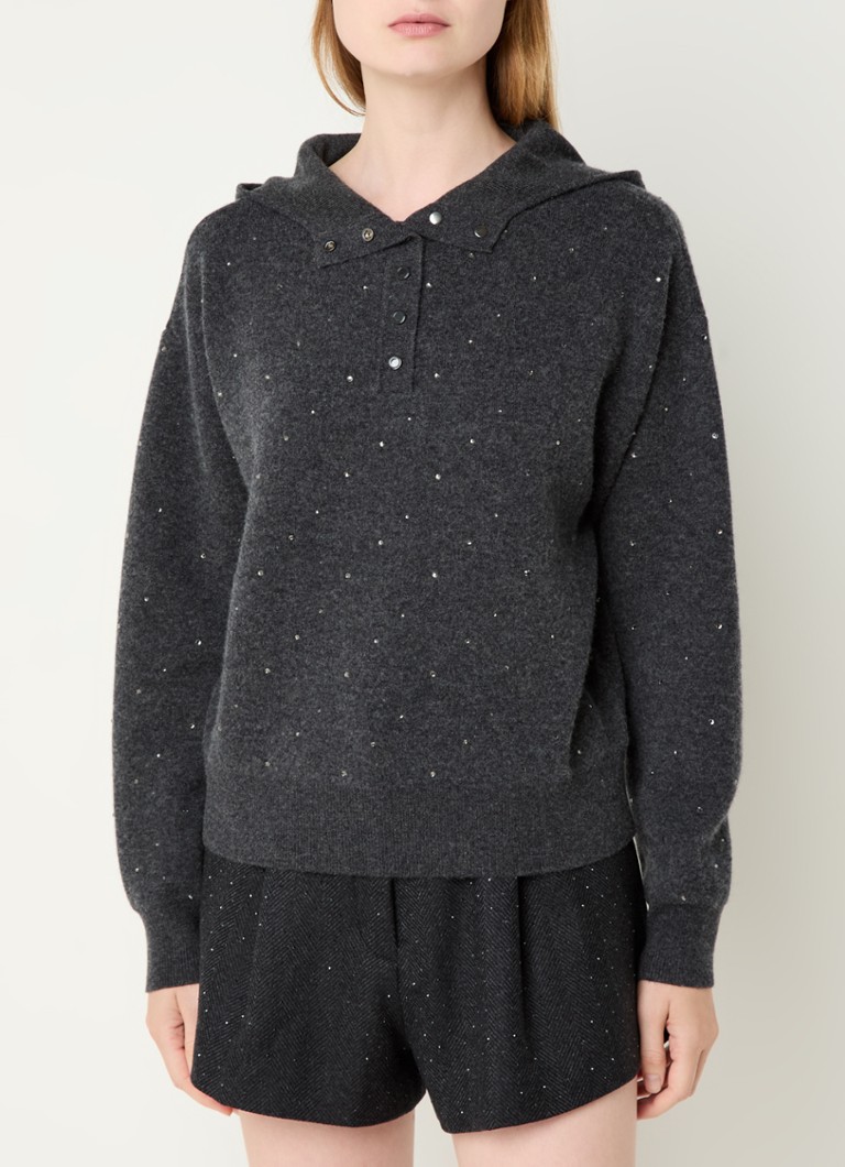 Sandro Fine-knit sweater in wool blend with rhinestones