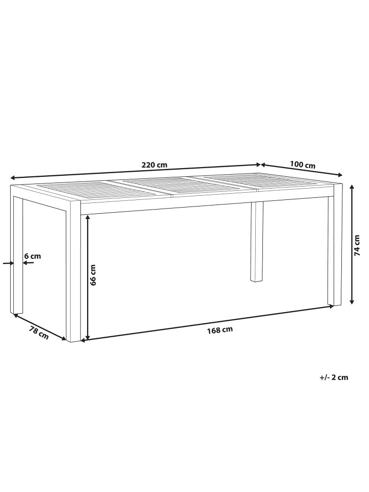 Beliani Gartentisch GROSSETO in Heller Holzfarbton/Silber günstig kaufen onesize