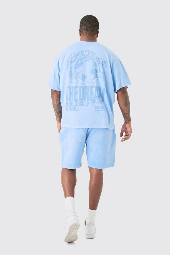 Plus Oversize Shorts mit Dream Worldwide Print