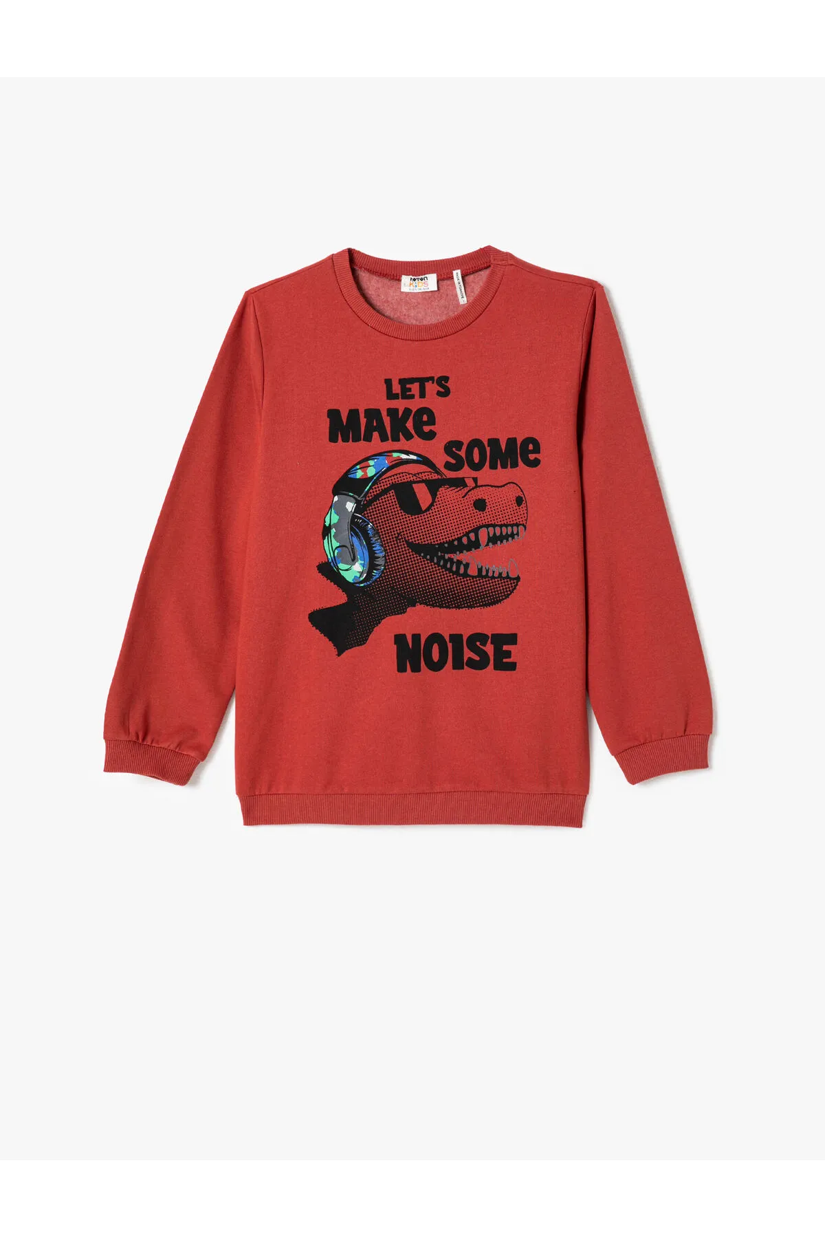 Koton  Sweatshirt mit Dinosaurier-Aufdruck, langärmlig, gerippter Rundhalsausschnitt