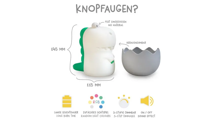MegaLight LED Kinder Nachtlicht DIGGY DINO RGB dimmbar