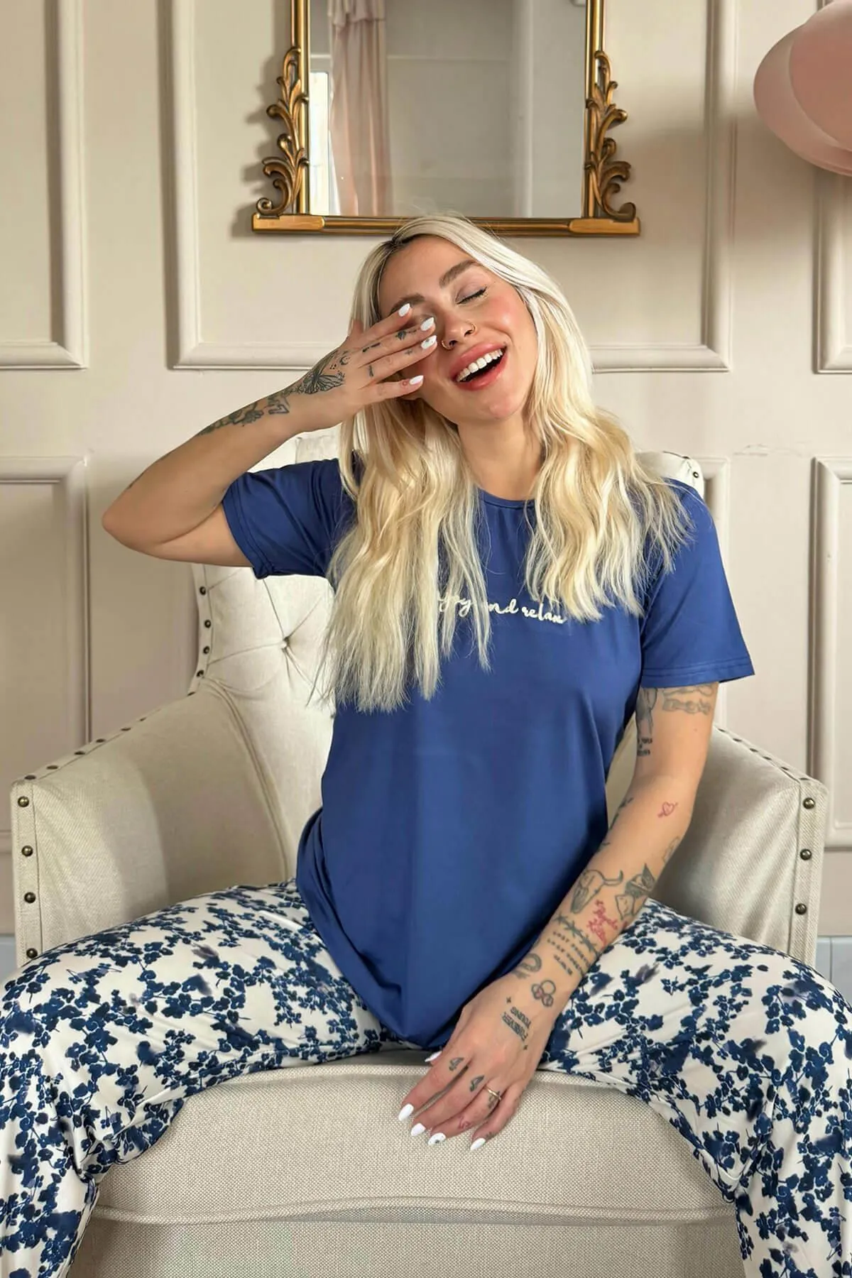 Pijamaevi  Pyjama set - Dunkelblau - Unifarben