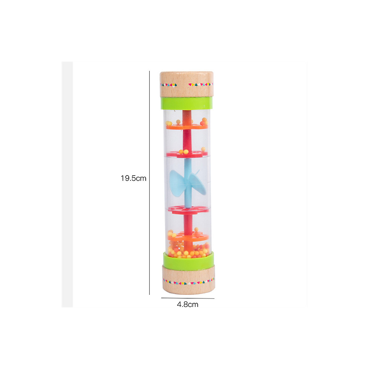 1PCS Rain Sound Tube Musik Früherziehung Musikinstrument Spielzeug 1PCS Regenbogenstab aus Holz für Kinder, simuliert Regengeräusche, Sanduhr-Quietscher Rhythmusinstrumente