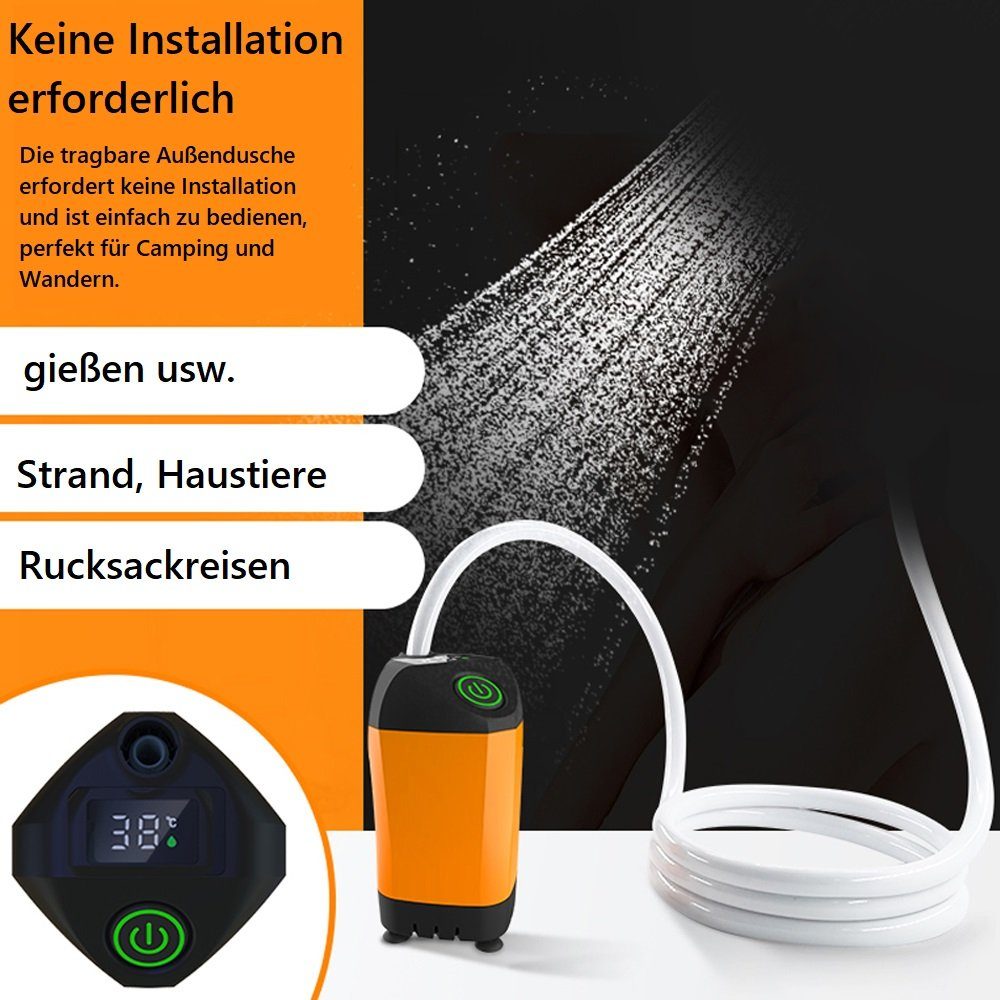 Tidyard Gartendusche Tragbare Außendusche,Campingdusche,installationsfrei,IPX7 wasserdicht, Temperaturanzeige,für Rucksackreisen,Strand,Haustiere,Bewässerung usw