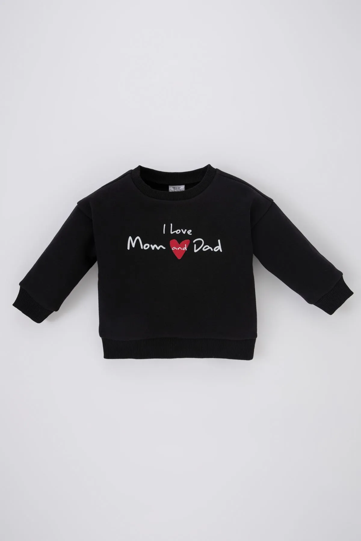 DeFacto  Rundhals-Sweatshirt aus dickem Stoff mit Aufdruck „Mom & Dad“ für Babys und Mädchen
