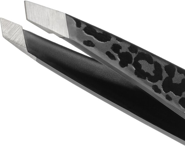 Tweezerman Slant Tweezer - Schräge Mini Pinzette, Black Leopard Pinzette