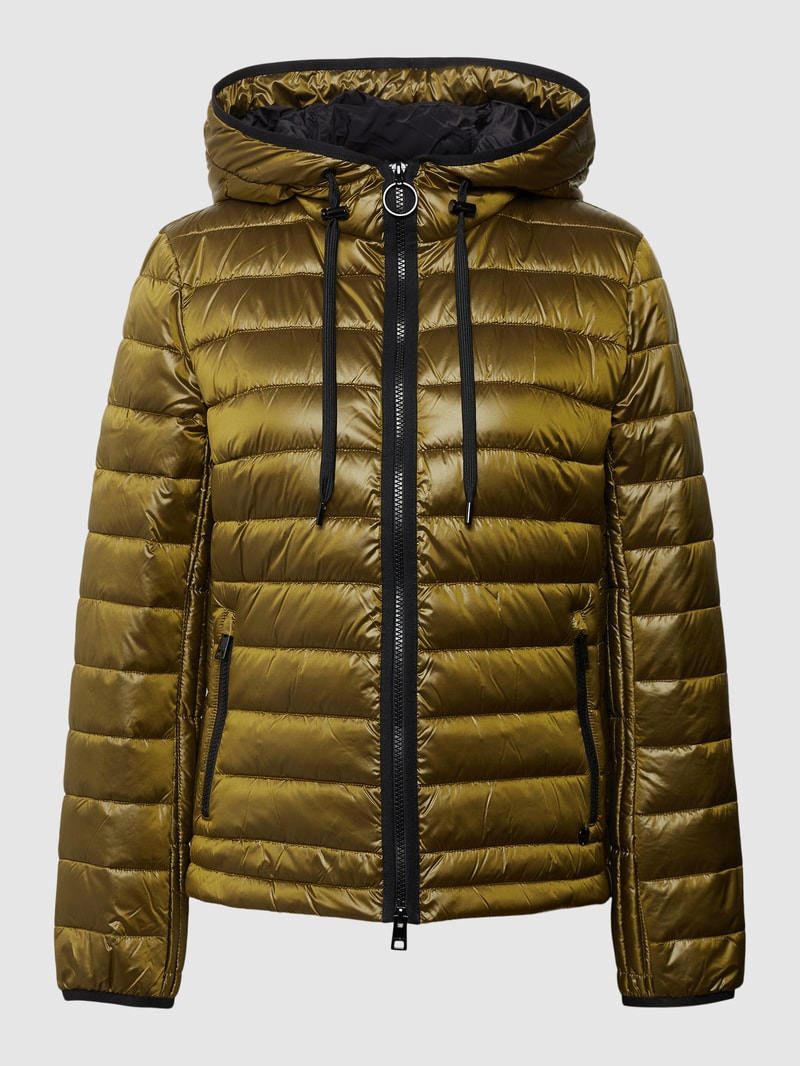 Steppjacke mit Label-Applikation in olivgrün