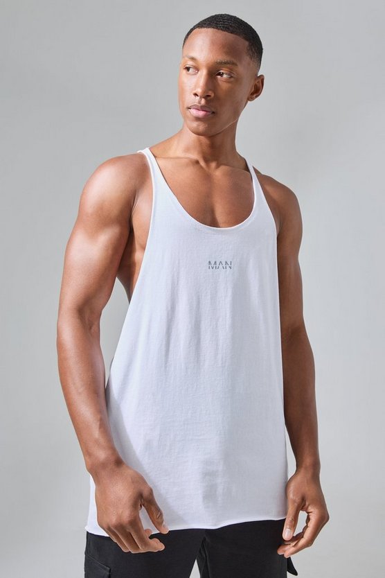 Man Active Jersey-Tanktop mit rohem Saum