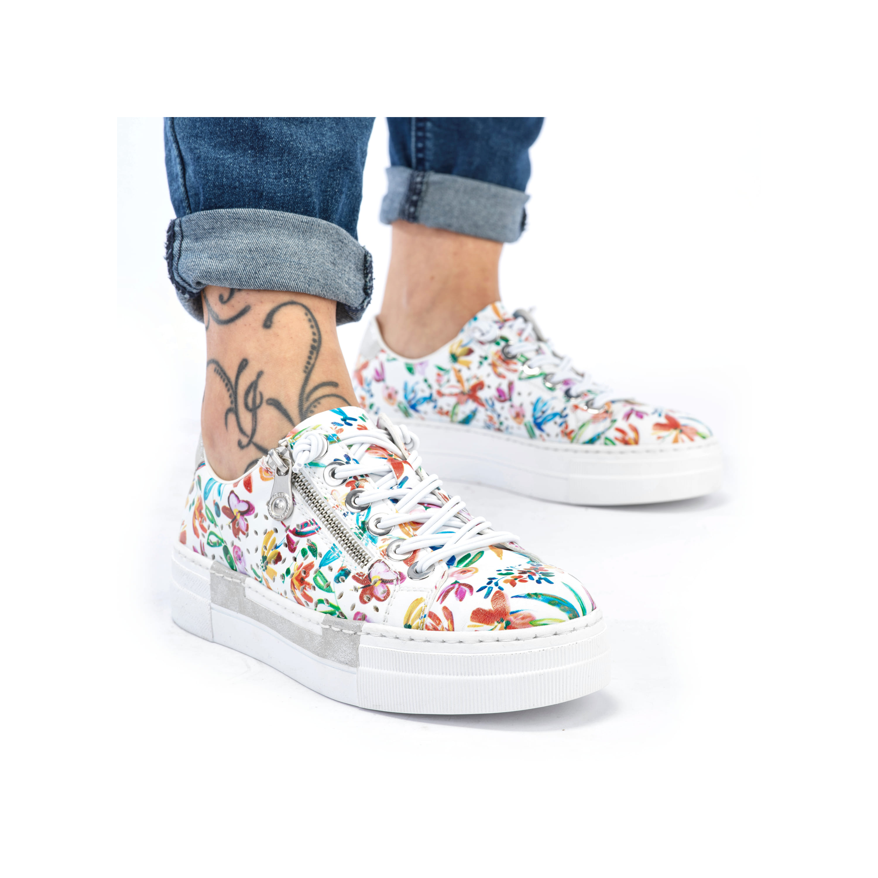 Rieker Damen Slipper multi-reinweiß